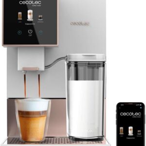 Cecotec Superautomatische Kaffeemaschine Cremmaet Compactccino Connected White Rose. 19 Bar, TFT-Bildschirm und WLAN, Thermoblock-System, Milchtank, 150 g Kaffeebohnenbehälter,...