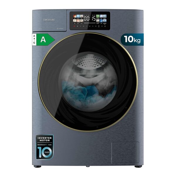 Cecotec Washing Machine 10 kg Front Loader Car Dose Bolero DressCode 10950 Car Can Inverter 3D Ice Blue A. 1400 rpm, 13 Prog, Low Consumption, Inverter Plus Motor, Core Matrix...