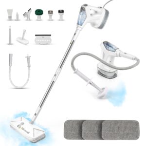 CGOLDENEWALL Multifunction Steam Cleaner Steam Mop, 295 ml Water Tank, 2 Steam Settings, Removes Bacteria, Ideal for Hard Floors, Windows, Carpets, Kitchen, Bathroom