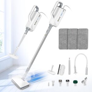 CGOLDENEWALL Steam Mop Floor Steam Cleaner, 360 ml Water Tank, 2 Steam Levels, 3 m Cable, with 12 Cleaning Accessories, for Hard Floors, Tiles, Windows, Kitchen
