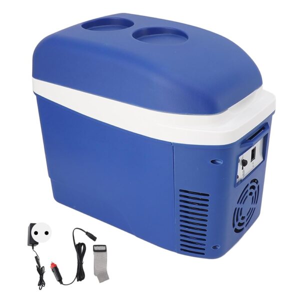 CHEOTIME Car Fridge, 7 L Cooling, Heating, Portable Mini Fridge with Dual Use and 12 V DC Cigarette Lighter Strap, Portable Freezer (100 to 240 V EU Plug)