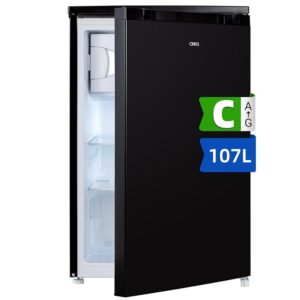 CHIQ CTT107BC Small Fridge 107 Litres, Height 84 cm, Depth 55 cm, Vario Box, Micro Freezer, 7 Temperature Control Levels, Low Noise, 87 kWh per Year, Black