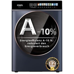 CHiQ CW106581AX Washing Machine, 10 kg, Class A-10%, BLDC Inverter Motor, 1400 RPM, 12 Wash Cycles, Steam Care, Touch Screen, Touch Screen, Large Drum