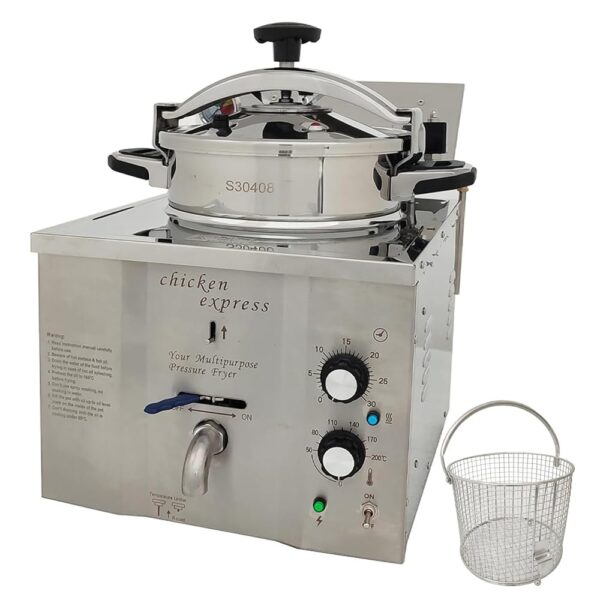CIELOBLOEN Multifunktionale 3000w-Fritteuse Mit 16l Kapazität – Edelstahl-Kommerzialfritteuse Für Putenfleisch & Pommes, Inkl. 3 Körben, Temperaturregler Und überlastschutz Für...