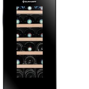 CLIMADIFF - CC18F Ultra Quiet Hybrid Wine Refrigerator 18 Bottles Small Temperature Serving Wine Cabinet Temperature Range 11°C - 18°C Free Standing