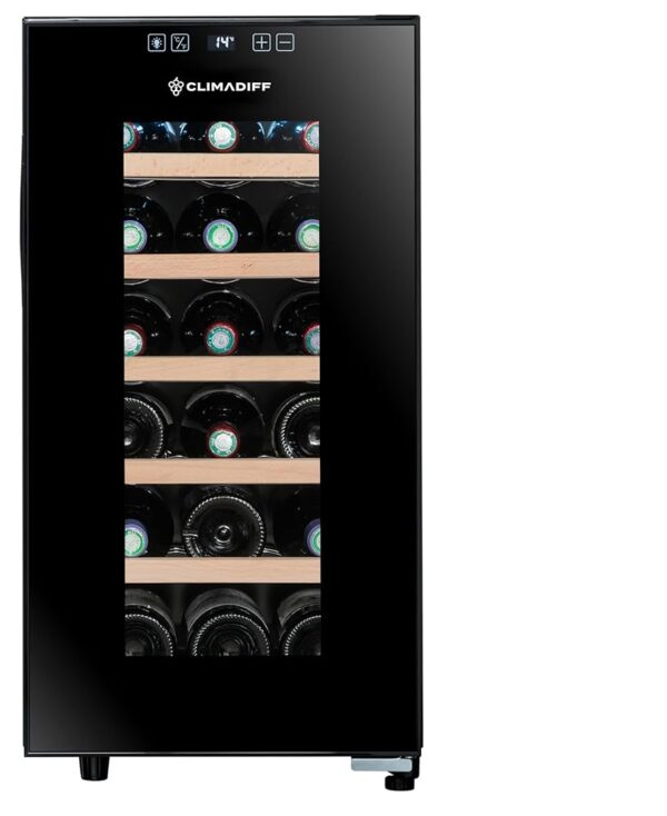 CLIMADIFF - CC18F Ultra Quiet Hybrid Wine Refrigerator 18 Bottles Small Temperature Serving Wine Cabinet Temperature Range 11°C - 18°C Free Standing