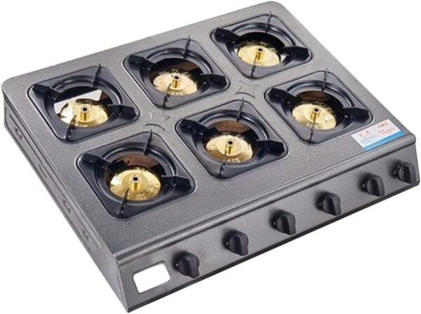 Commercial Energy Saving Gas Stove, Stainless Steel Commercial Gas Stove, LPG Stove, Outdoor Camping Stove for Heating, Cooking, 6