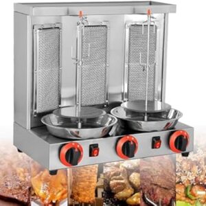 Commercial Vertical Kebab Broiler Rotisserie Grill for Homemade Chicken Shawarma, Perfect for Countertop Use with Propane Gas Burner