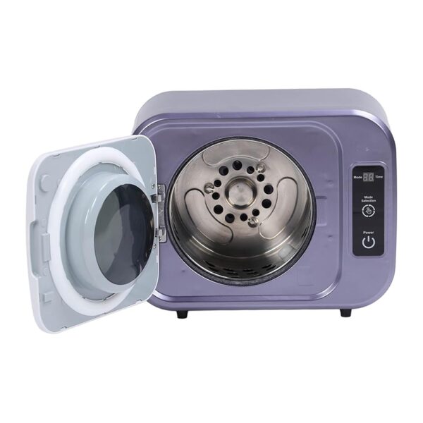 Compact Tumble Dryer, 300 W, 3 Adjustable Settings, Full Rotation Mode, Portable Tumble Dryer, Stainless Steel Liner, Small Dryer Machine with Exhaust Duct (Purple)