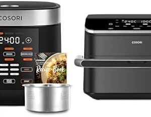 COSORI Rice Cooker, Multi Cooker with 17 Programmes, Rice Cooker 1.8 L & COSORI Hot Air Fryer TwinFry 10 L Airfryer