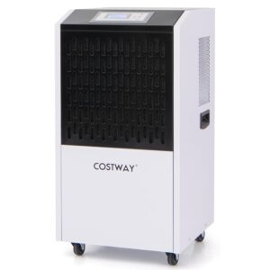 COSTWAY 118 L/Day Construction Dryer, Commercial Dehumidifier with Drain Hose, 24H Timer and 4 Wheels, Dehumidification Device, Industrial Drying Device for Basements,...