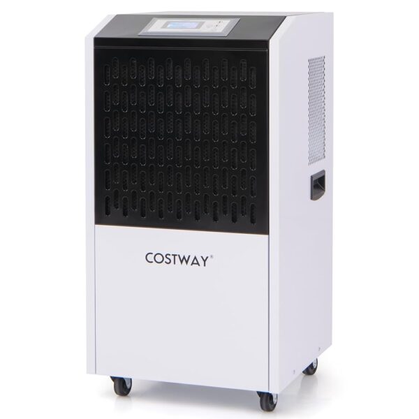 COSTWAY 118 L/Day Construction Dryer, Commercial Dehumidifier with Drain Hose, 24H Timer and 4 Wheels, Dehumidification Device, Industrial Drying Device for Basements,...
