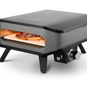 COZZE® Gas Pizza Ofen mobiler Pizzaofen Pizzastein Gasgrill bis 400°Grad regelbar mit 34x34 cm Pizzastein tragbar Terrasse Balkon Test "SEHR GUT"