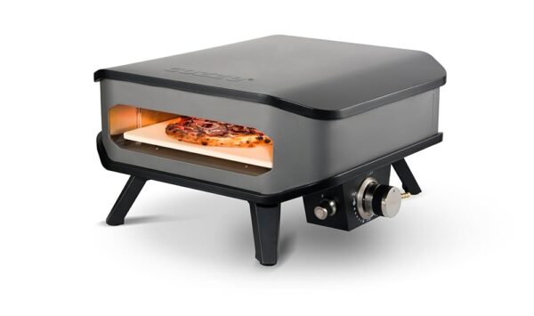COZZE® Gas Pizza Ofen mobiler Pizzaofen Pizzastein Gasgrill bis 400°Grad regelbar mit 34x34 cm Pizzastein tragbar Terrasse Balkon Test "SEHR GUT"
