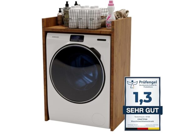 CraftPAK Washing Machine Cabinet Suitable for Washing Machine & Tumble Dryer, Overhang Cabinet, Bathroom Furniture, Size: 66 x 97 x 48 cm, Colour: Retro Colour