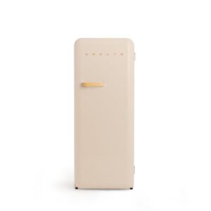 CREATE Retro Friend 150 Wood Fridge Freezer 281 L in Sand Wood Handle 102 W Low Energy Consumption 150 cm 3 Shelves Temperature Control 60 x 60 x 150 cm