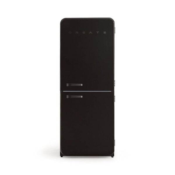 CREATE Retro Friend Combi 185 Black Combination Fridge with Freezer 401L in Black, Handle Black / 190 W, No Frost System, 3 Shelves, 2 Drawers, Temperature Control, 70 x 65 x...