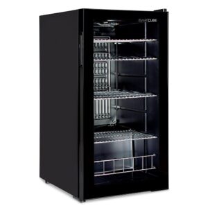 °CUBES Drinks Fridge 90 L with Glass Door and 4 Variable Shelves, Compact Bottle Fridge, Perfect for Home, Office, Parties & Gastro, Stylish Fridge with Glass Door, Black