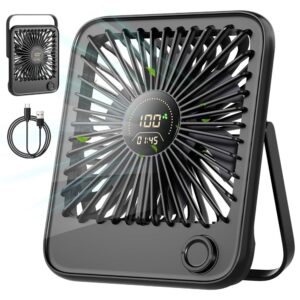 Dealswin Table Fan, Very Quiet, Continuous, 1-100 Regulators with LED Display, USB Fan, Small, Portable, 3600 mAh Battery, Mini Fan for Sleeping, Office, Home, Outdoors,...