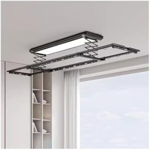 Deckenwäschetrockner Wand- und Deckenwäschetrockner Aluminium, Wäscheständer Ultradünner elektrischer Kleiderbügel Fernbedienung Anheben Vollautomatisch Unsichtbar...