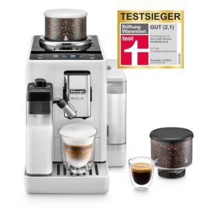 De'Longhi Rivelia EXAM440.55.W Fully Automatic Coffee Machine, LatteCrema Milk System, Interchangeable Bean Container, 16 Coffee/Milk Drinks, Extra Shot Function, 3.5 Inch Touch...