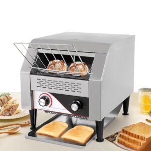 Dfdieratve Commercial Toaster, 150/300/450 Slices/Hour, Stainless Steel Restaurant Toaster Conveyor Belt with Storage Boxes, High Performance Industrial Conveyor Belt Toaster,...