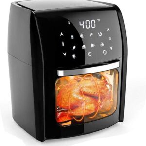 Digital Air Fryer with Roaster, Dehydrator, Convection Oven, Roasting, Dehydration, Baking and More, Glass Viewing Window, Accessory Set and Book by