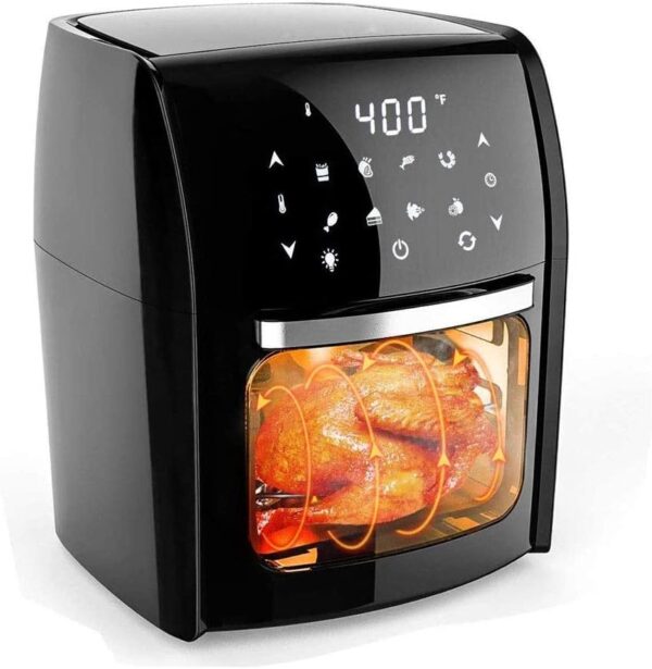 Digital Air Fryer with Roaster, Dehydrator, Convection Oven, Roasting, Dehydration, Baking and More, Glass Viewing Window, Accessory Set and Book by