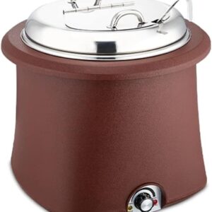 DLAZUM 10L Commercial Electronic Buffet Soup, Thickened Non-Stick Pan/Slow Cooker/Heat Storage Pan, Applicable for Restaurants, Canteens, Schools, Brown(Brown)