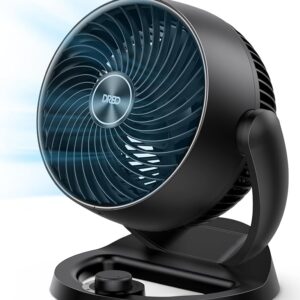 Dreo 28dB Quiet Table Fan, 30 cm High Fan with Cooling, 3 Speeds 21 m Airflow, 120° Adjustable Tilt Angle Turbo Air Circulator, Portable Fan for Bedroom, Black
