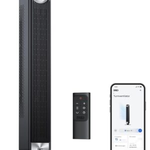 Dreo Smart Quiet Tower Fan with Cooling, 106 cm WiFi Alexa Tower Fan, 90° Oscillating Fan, Remote Control, 9-Speed, 4 Modes, 12 Hour Timer, Voice Control, Cruiser Pro T2S, Black