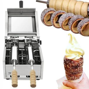 DSeenLeap Commercial Fireplace Cake Oven 1500W Electric Toaster Ice Cream Fireplace Cake Maker Bun Bread Fireplace Roller