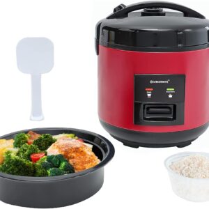 Eamoment Rice Cooker, 1 Litre Electric Steamer with Non-Stick Coating, for 1-5 People, Quick Preparation without Burning, with Warming Function, Steamer Insert, Rice Spoon and...
