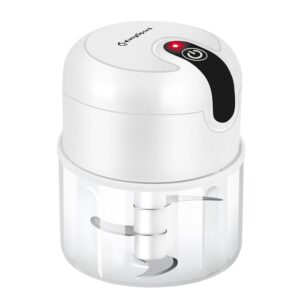 EASYSPEED Electric Mini Chopper, 250 ml, Vegetable Chopper, USB Type-C Charging, Portable Chopper for Meat, Baby Food, Obs, Camping, White