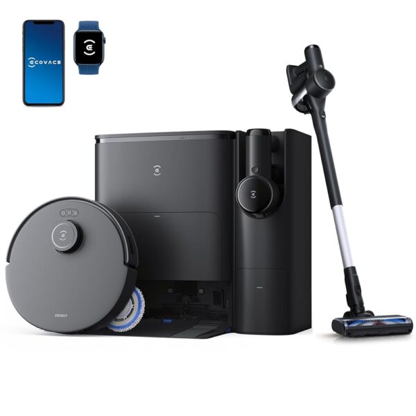 ECOVACS Deebot T30S Combo Complete Robot Vacuum Cleaner/Mop Function/Cordless Vacuum Cleaner, All-in-One Cleaning Station, 11000 Pa, ZeroTangle Technology, TruEdge™ Cleaning,...