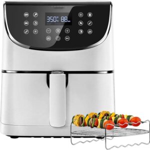 Electric Air Fryer without Oil with Large Capacity, Preheating and Vibration Reminder, Equipped with Digital Touchscreen and Non-Stick Basket, 100