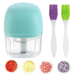 Electric Chopper Kitchen Rechargeable, Mini Portable Kitchen Processor, Garlic Press, Blender Chopper with 4 Sharp Blades for Vegetables Fruit Onion Meat