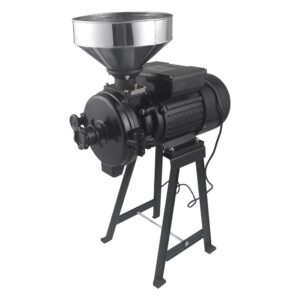 Electric Grain Mill, 2200 W, Professional Grain Mill with Funnel and Rotary Knob, 1400 rpm for Corn, Wheat, Herbs, Ideal for Household and Commercial (Black)