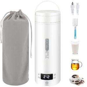 Electric Travel Kettle 500 ml, Portable Mini Kettle Made of 316 Stainless Steel Kettle Small with Automatic Shut-Off - Ideal for Tea, Coffee and Baby Milk (White)