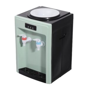Electric Water Dispenser, 550 W Cold/Hot Water Machine, Cold Drink Machine, Double Spout for Libraries, Offices, Restaurants, Schools, Hospitals, Conference Rooms (Black and Green)