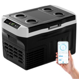 EUHOMY 21L Compressor Cool Box -20℃~20℃, 12V Car Fridge, Portable Freezer 12/24V DC 220-240V AC, with App Control for Camping, Travel, Truck, Home