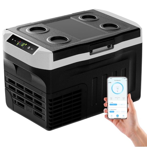 EUHOMY 21L Compressor Cool Box -20℃~20℃, 12V Car Fridge, Portable Freezer 12/24V DC 220-240V AC, with App Control for Camping, Travel, Truck, Home