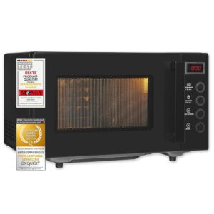 Exquisit Microwave MW7020-F-030DI Black Flatbed Microwave 700 Watt Timer 20 Litres Microwave Small and Space-Saving 5 Power Levels