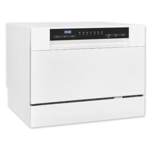 Exquisit Mini Dishwasher, Table Dishwasher, 55 cm Wide, Small Dishwasher, Car Door Opener, Eco Mode, GSP5206-030D White