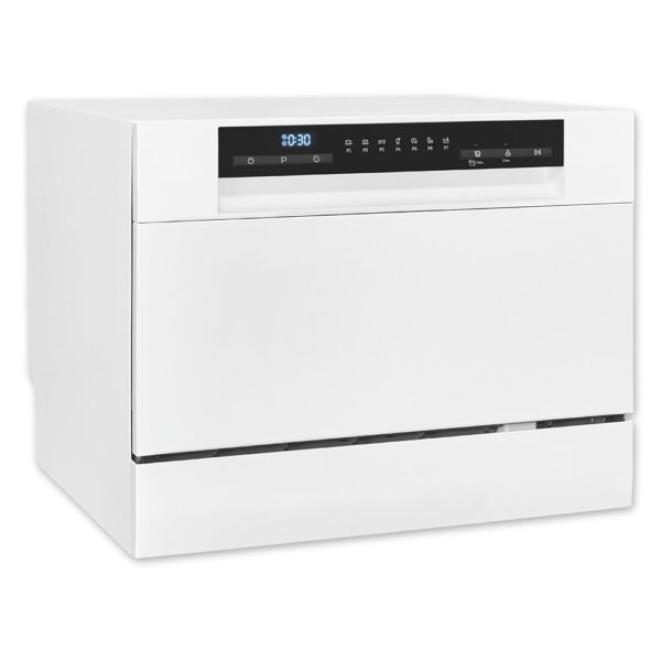 Exquisit Mini Dishwasher, Table Dishwasher, 55 cm Wide, Small Dishwasher, Car Door Opener, Eco Mode, GSP5206-030D White