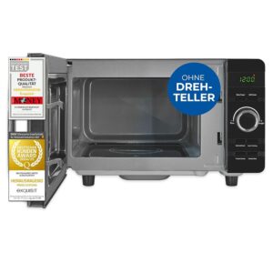 Exquisit MW4020-F-240DIG Microwave without Turntable, 800 Watt Grill, 700 Watt, 20 Litre Cooking Chamber Volume, Timer, Microwave Flatbed, Defrost Function, Black
