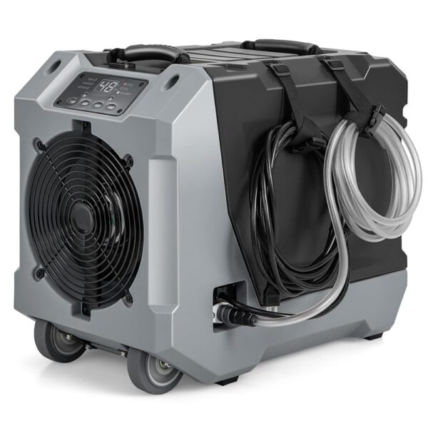 FANTASK 85 L/Day Dehumidifier, Construction Dryer with Pump & Drain Hose, Industrial Drying Device with 24H Timer & 2 Rubber Wheels & Handle for Basement, Warehouse,...