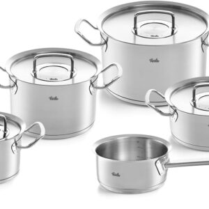 Fissler Original Profi Collection Stainless Steel Cooking Pot Set, 5 Pieces, Includes Metal Lid + Free Stainless Steel Care Induction [Exclusive to Amazon]