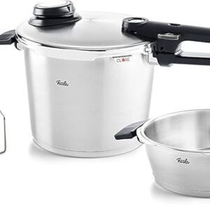 Fissler Vitavit Premium Pressure Cooker Set of 4 (6 L - Diameter 22 cm and Pressure Frying Pan 2.5 L - Diameter 22 cm) with Metal Lid Insert - Induction
