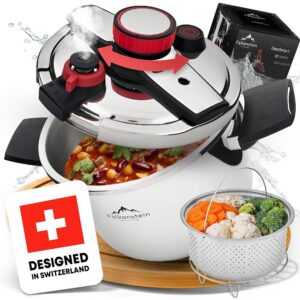 Flappenstein Pressure Cooker 6 L [This Month Includes Free Cooking Basket], Suitable for All Types of Cookers, Pressure Cooker with 2 Cooking Levels